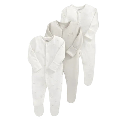 Mamas & Papas stork print cotton baby sleepsuits, pack of 3 – view 2