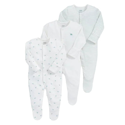Mamas & Papas turtle print cotton baby sleepsuits, pack of 3