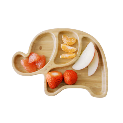 Milk It Baby elephant bamboo plate set in berry blue – view 4