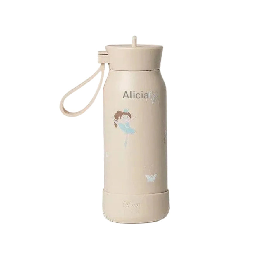 Small triple insulated 250ml water bottle in ballerina citron color with leakproof lid and silicone bumper