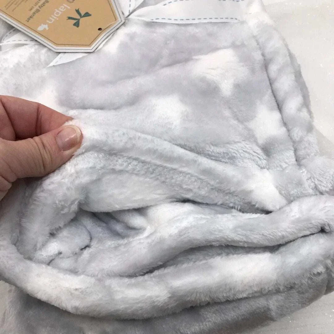 Mon Lapin Velvet Baby Blanket -Light Grey Stars