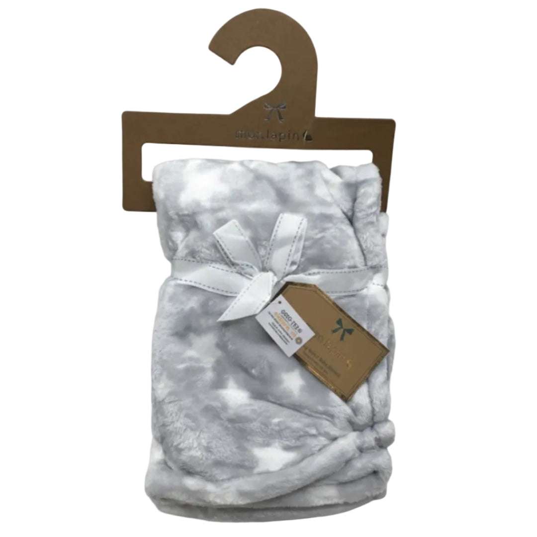 Mon Lapin Velvet Baby Blanket -Light Grey Stars