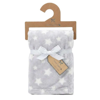 Mon Lapin Velvet Baby Blanket -Light Grey Stars