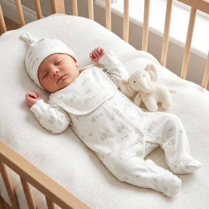 Elephant Footed Sleepsuit, Bib & Cap Set | Next Baby