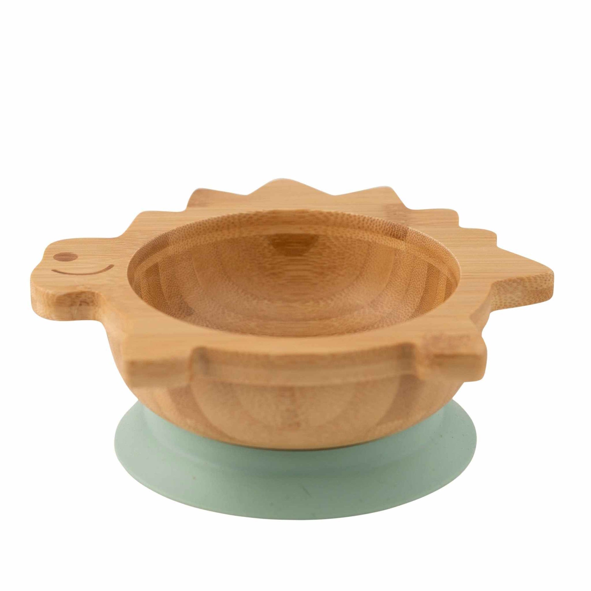 Organic Bamboo Bowl 250ml Suction + Spoon Dino Green | Citron