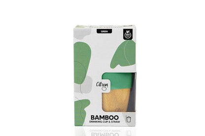Organic Bamboo Cup - lid and straw - Dino Green | Citron