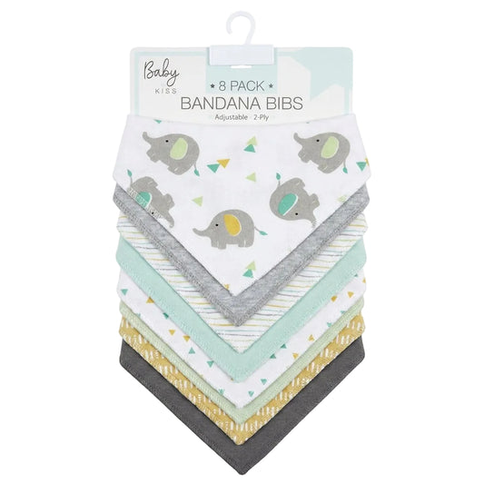 Pack of 8 Bandana Bibs | Baby Kiss