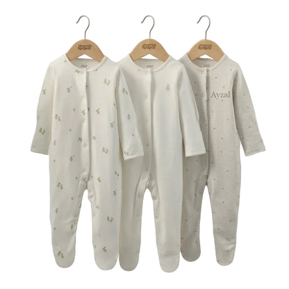 Mamas & Papas pears print baby sleepsuits, pack of 3