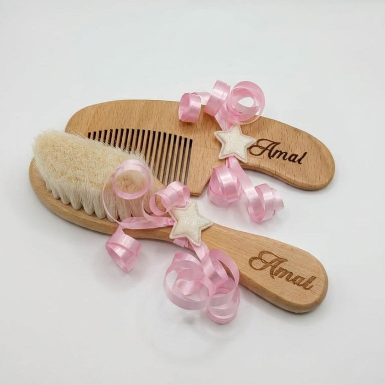 Personalisable Hair Brush & Comb Set | Baby Keepsake Gift by Bundle Company
