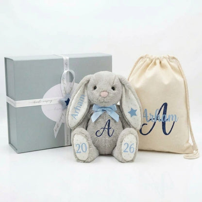 Personalised Lulla grey bunny gift set – view 2