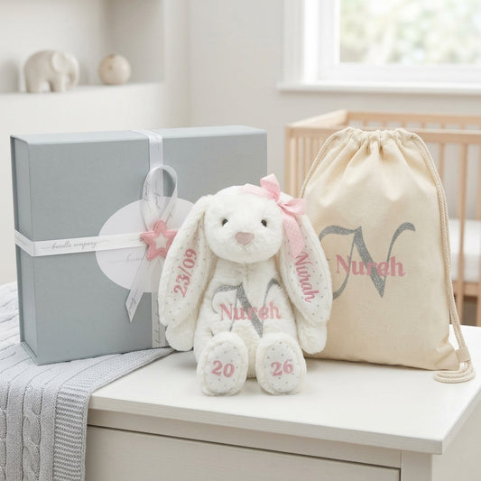 Personalised Lulla white bunny gift set