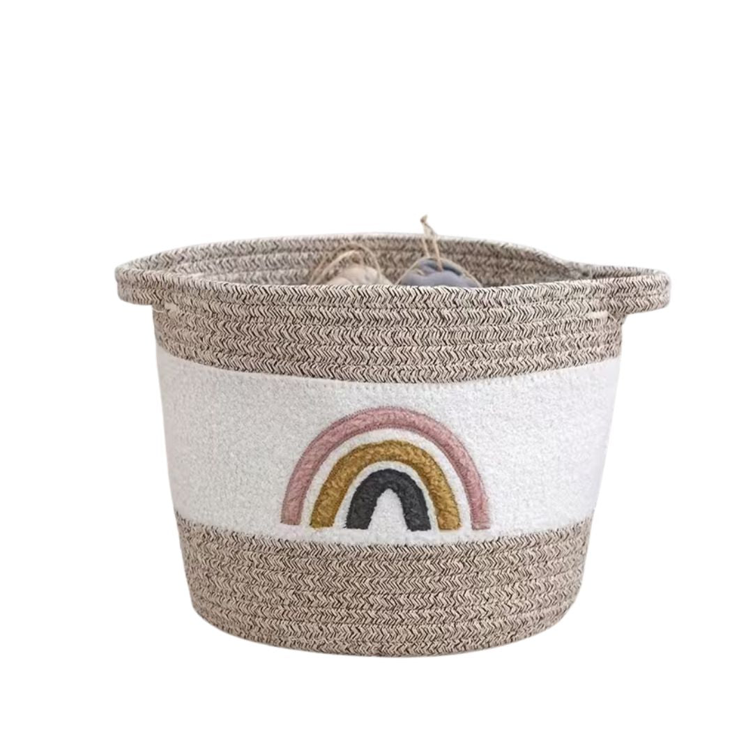 Rainbow Woven Storage Basket - Large | Stylish Baby Nursery Organizer