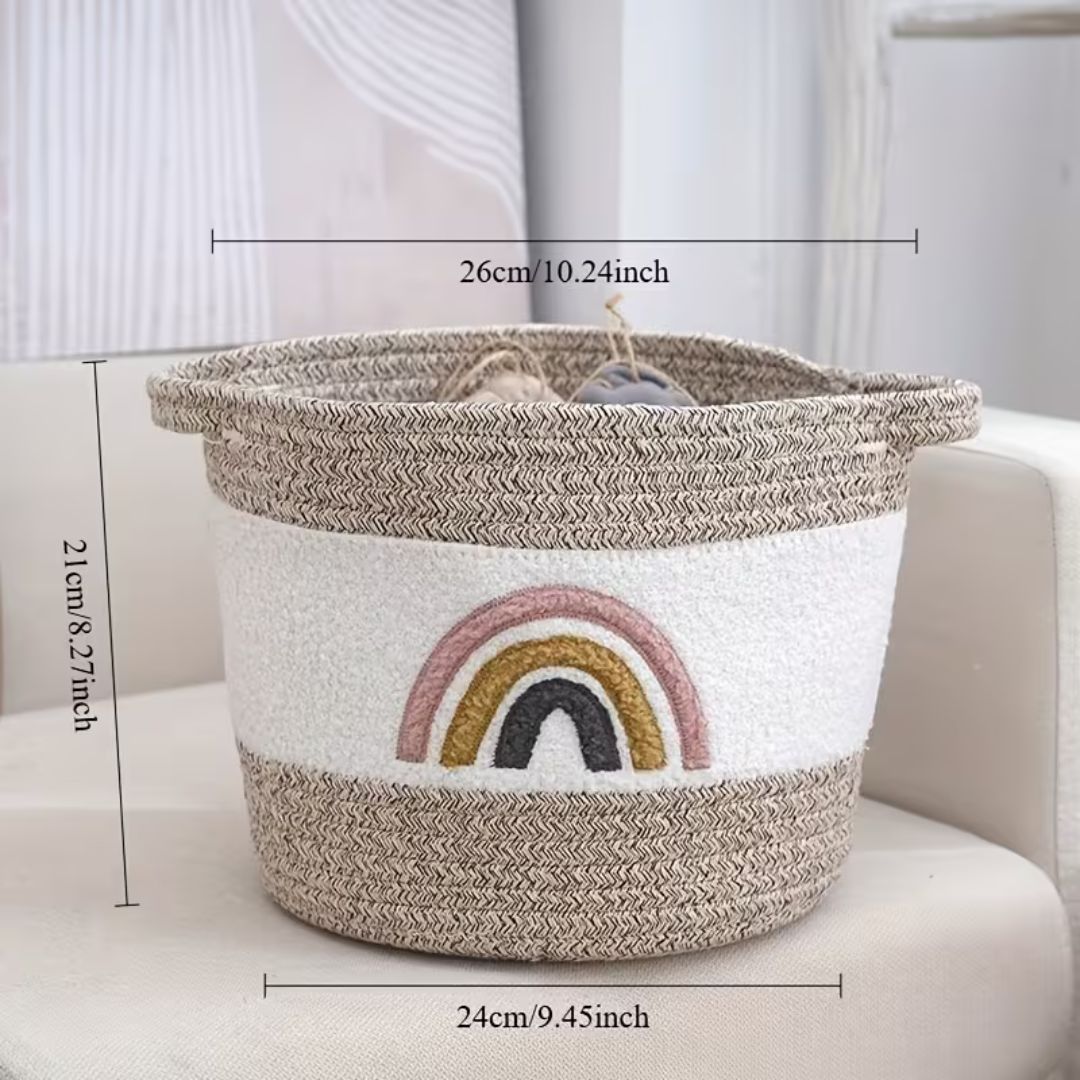 Rainbow Woven Storage Basket - Large | Stylish Baby Nursery Organizer
