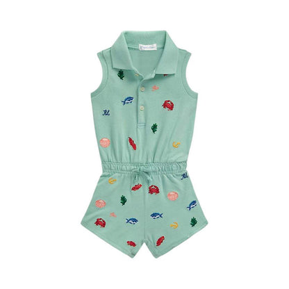 Ralph Lauren Beach Icon Stretch Mesh Polo Romper