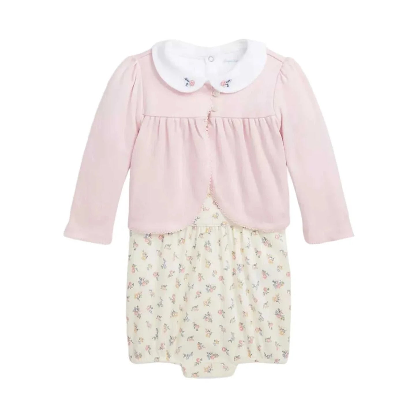 Ralph Lauren Cotton Body Suit, Cardigan & Shortall Set