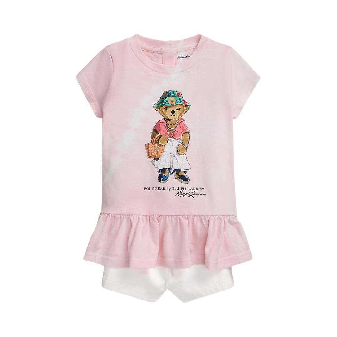Ralph Lauren Tie-Dye Polo Bear Tee & Chino Short Set