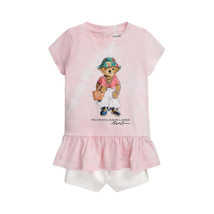 Ralph Lauren Tie-Dye Polo Bear Tee & Chino Short Set