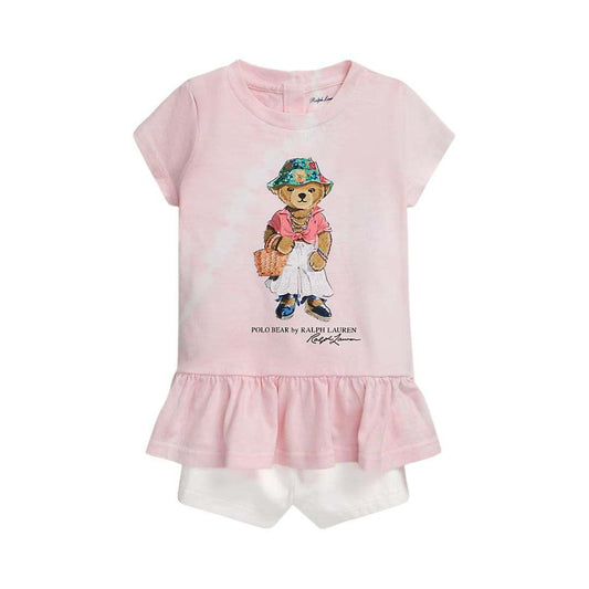 Ralph Lauren Tie-Dye Polo Bear Tee & Chino Short Set
