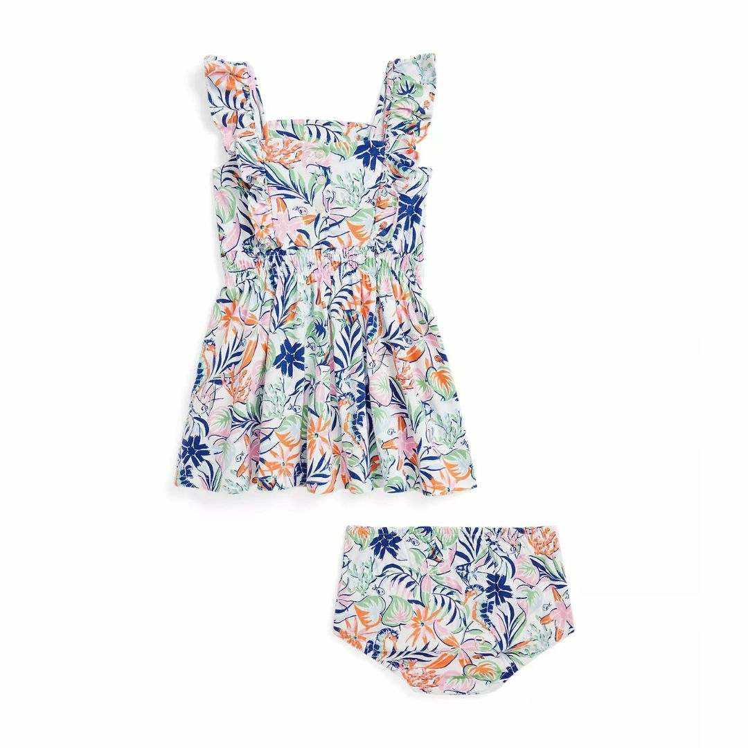 Ralph Lauren Tropical Print Cotton Dress & Bloomer