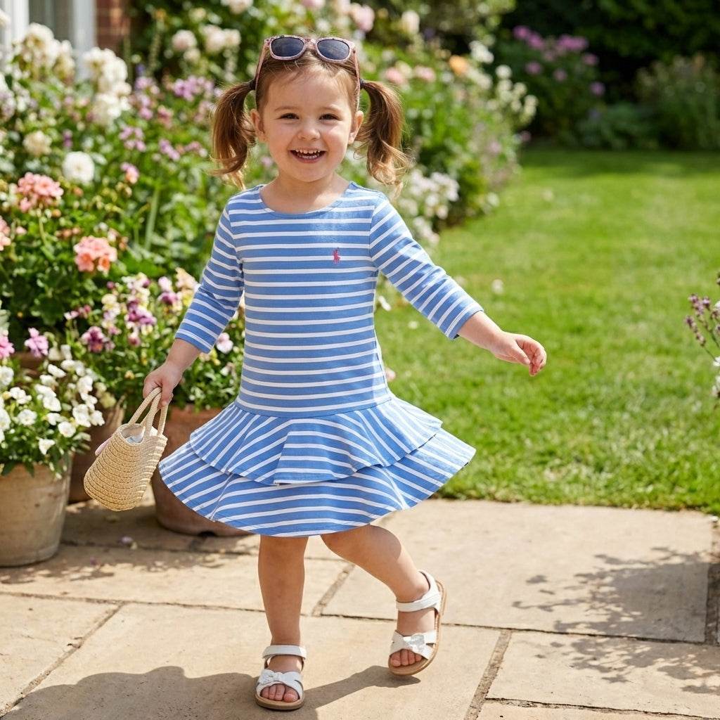 Polo Logo Blue Striped Jersey Dress | Ralph Lauren