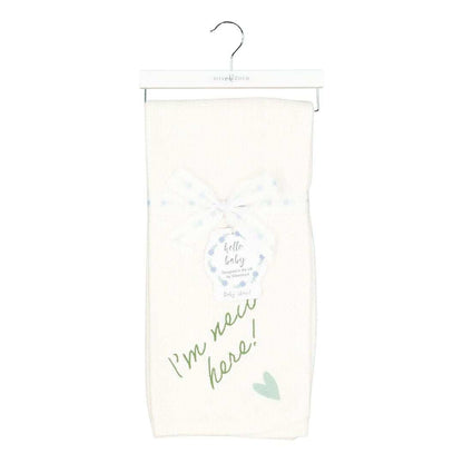 Silver Cloud "I’m New Here" Baby Shawl – Elegant Newborn Keepsake Gift