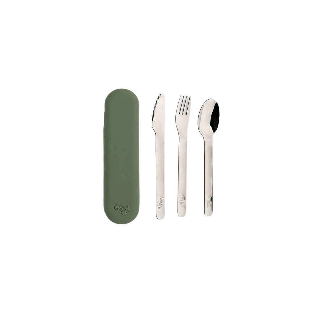Stainless Steel Cutlery Set - Olive Green |Citron
