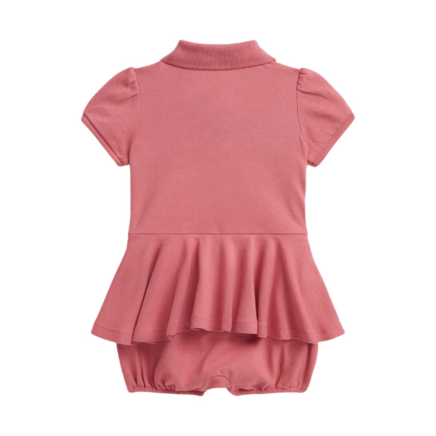 Stretch Mesh Peplum Polo Shortall