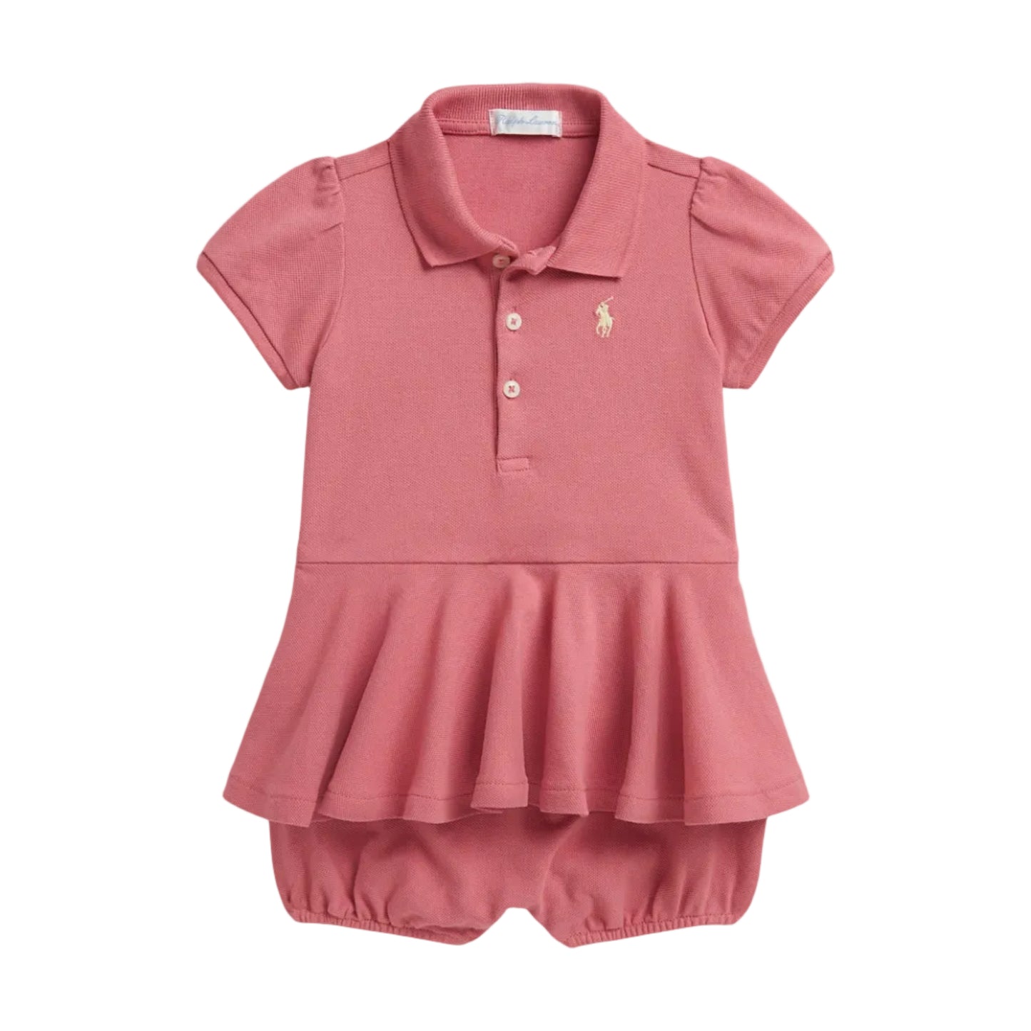 Stretch Mesh Peplum Polo Shortall | Ralph Lauren
