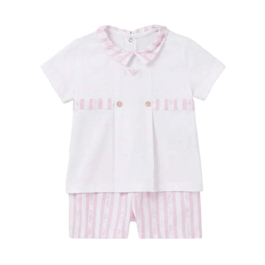 Striped Cotton Top & Shorts Set | Emporio Armani