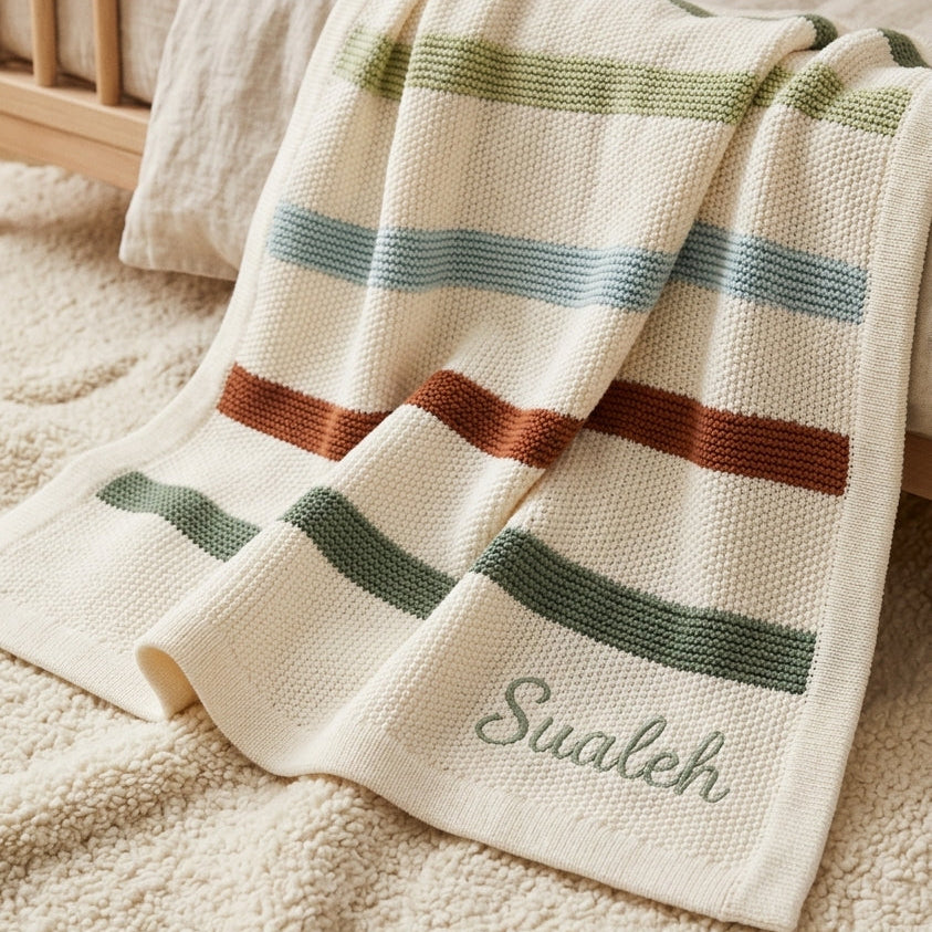 Mothercare personalised knitted baby blanket shawl