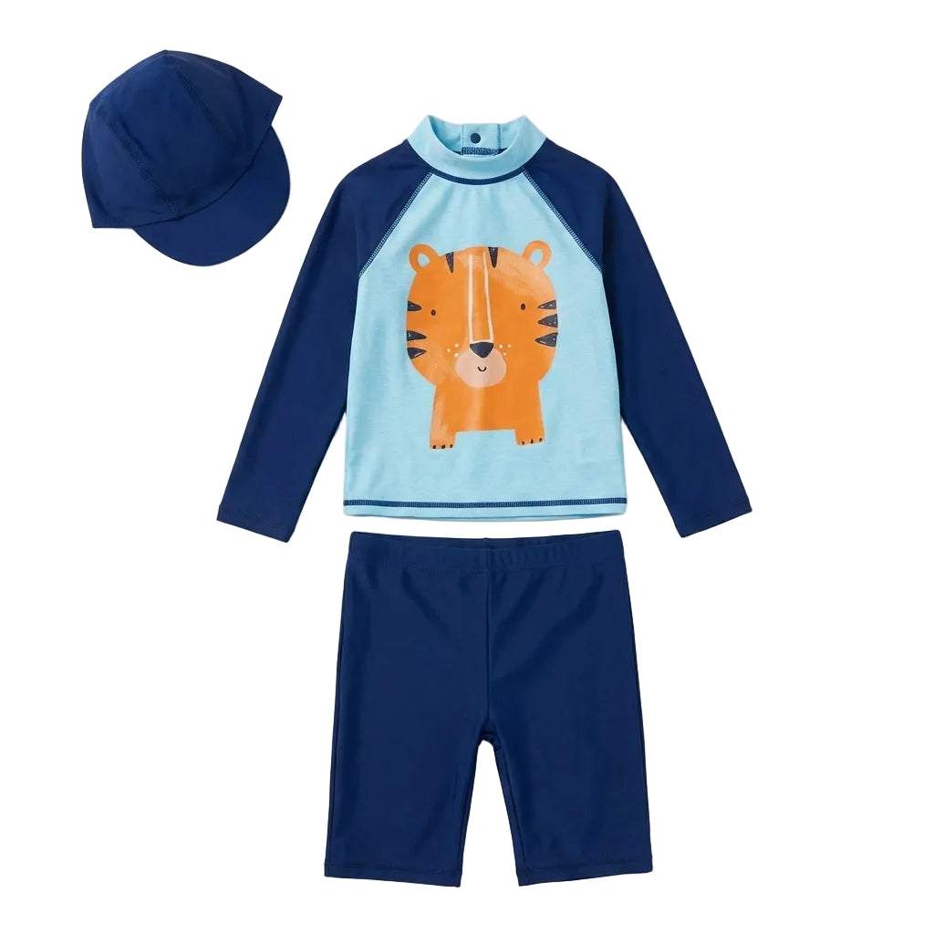 Tiger Print 3-Piece Swimsuit Set