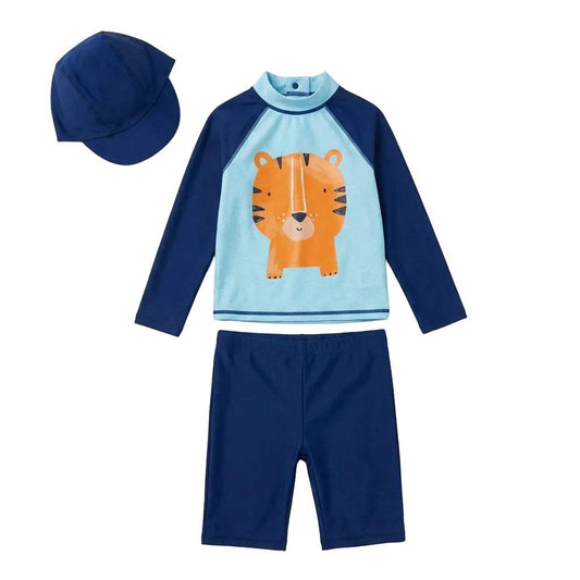 Tiger Print 3-Piece Swimsuit Set