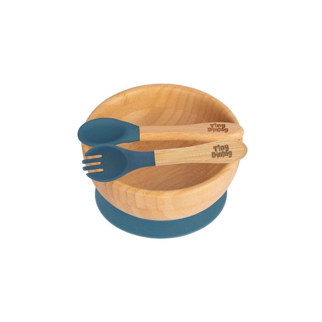 Tiny Dining Bowl & Spoon Set-Navy