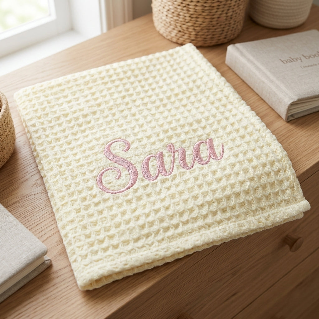Waffle Lullaby personalised baby blanket – view 2