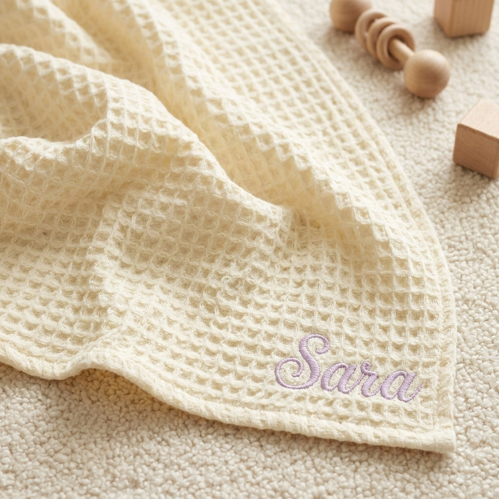 Waffle Lullaby personalised baby blanket