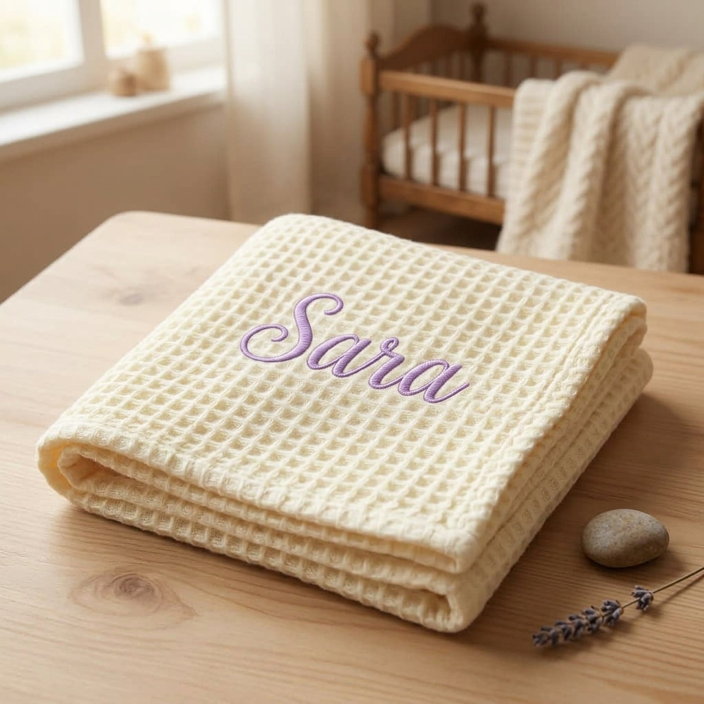 Waffle Lullaby personalised baby blanket – view 4