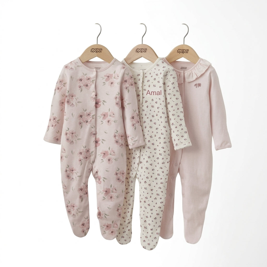 Mamas & Papas watercolour floral baby onesies, pack of 3