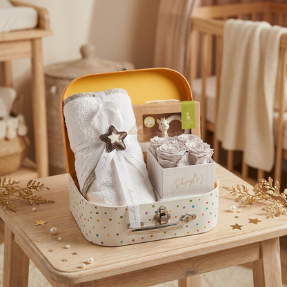 Welcome Baby Keepsake Trunk | Roses Hatbox, Teether & Baby Towel
