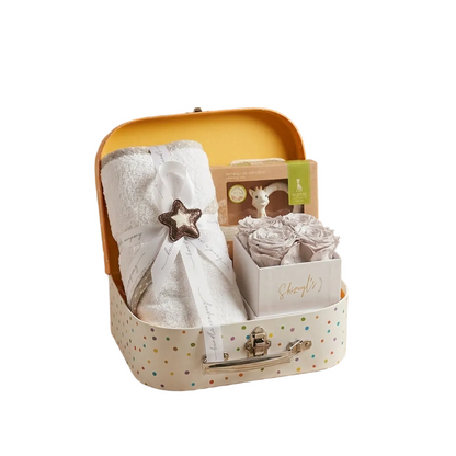 Welcome Baby Keepsake Trunk | Roses Hatbox, Teether & Baby Towel
