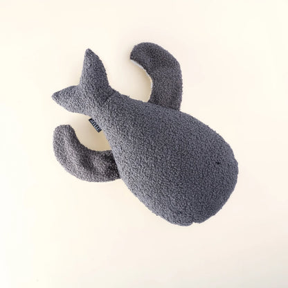 MYLU Whale Hugs whale-shaped bouclé cushion, personalised nursery décor