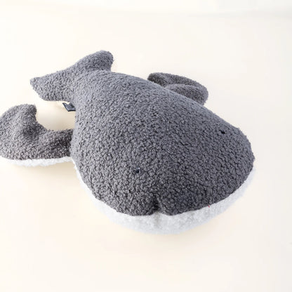 Handmade grey bouclé whale cushion by MYLU, a personalised newborn gift