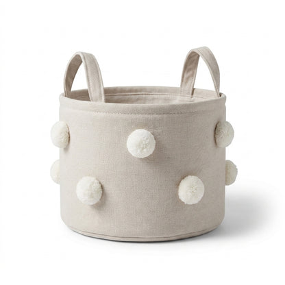 Blue & Grey Pom Pom Fabric Storage Totes