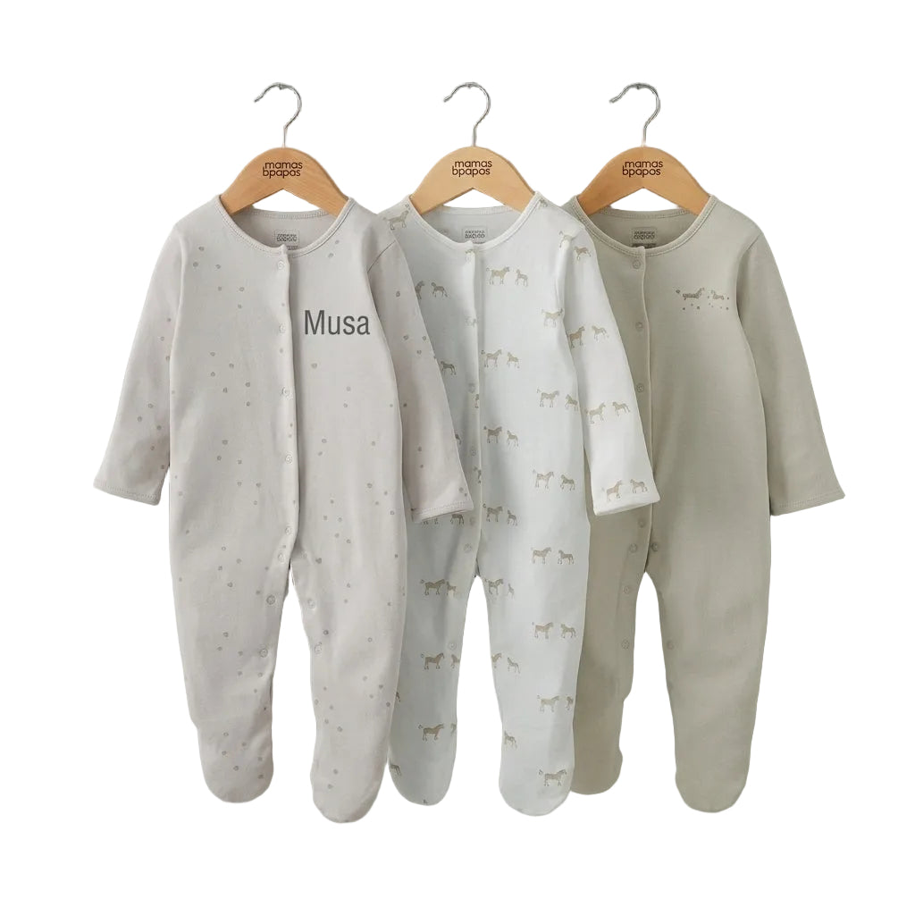 Mamas & Papas wild animal baby sleepsuits, pack of 3
