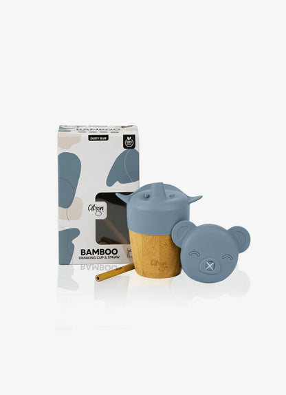 Citron Organic Bamboo Cup with lid and straw - Dusty Blue