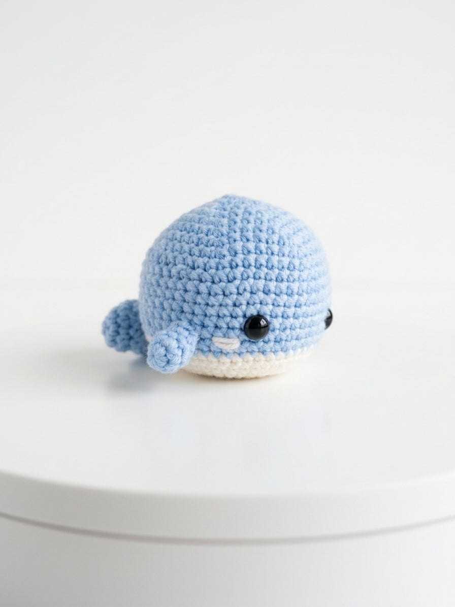 Bubbles handmade blue crochet baby whale with cream belly and pink cheeks – Bundle Company