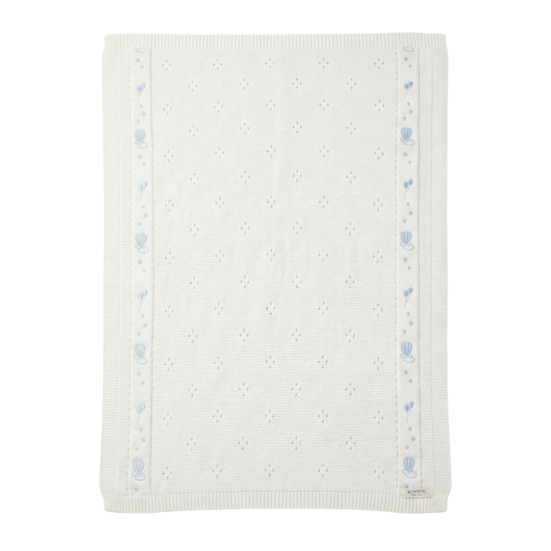 Hot Air Balloon Embroidery Blanket | 100% Cotton, Gender Neutral Baby Gift
