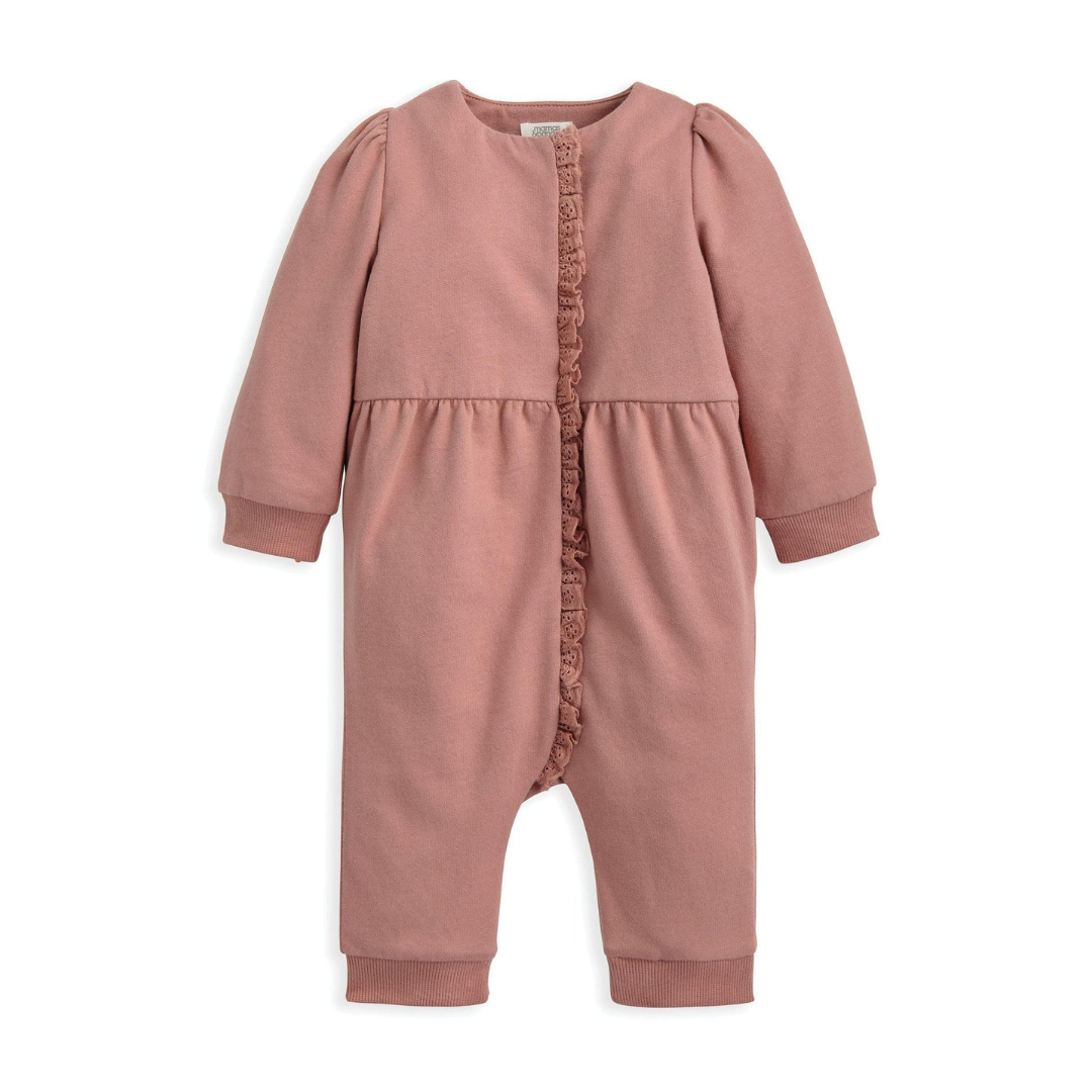Mamas & Papas Lace Trim Pink Romper