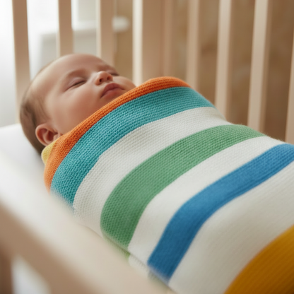 Multi-Coloured Baby Shawl | Silver Cloud