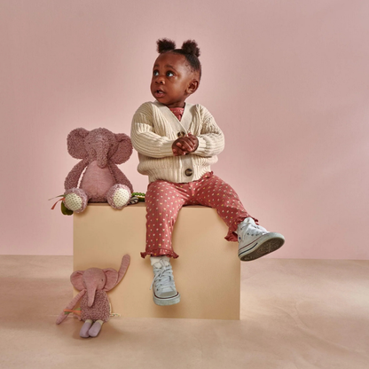 Pink Edie Elephant Activity Toy with soft textures and sensory features for babies
