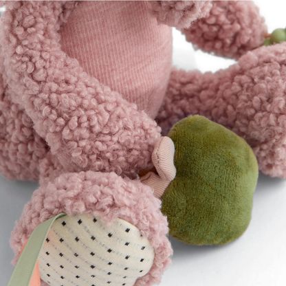 Pink Edie Elephant Activity Toy with soft fur and sensory features for babies